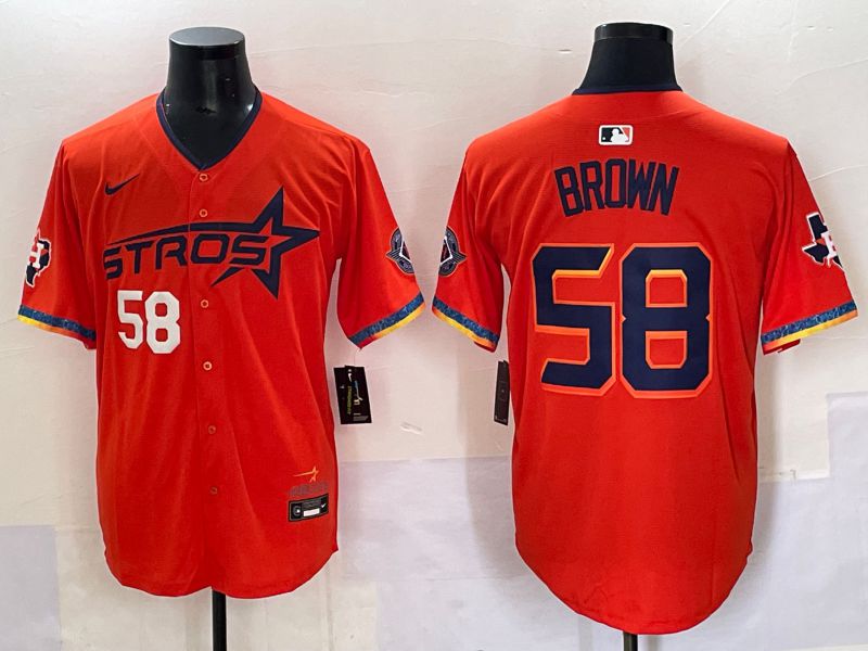 Men Houston Astros #58 Brown Orange Fourth generation Joint Name 2025 Nike MLB Jersey style 2->houston astros->MLB Jersey